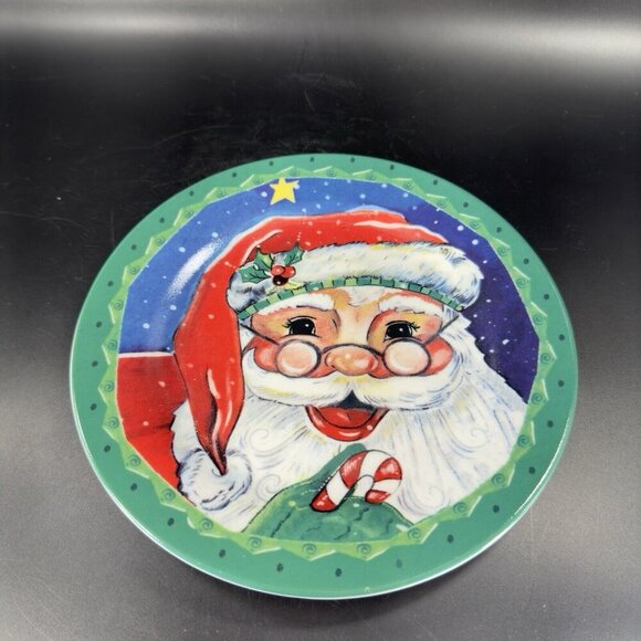 2006 Hobby Lobby Ceramic Round Dish Plate Set 4 Santa Claus Holiday Christmas - Picture 10 of 16